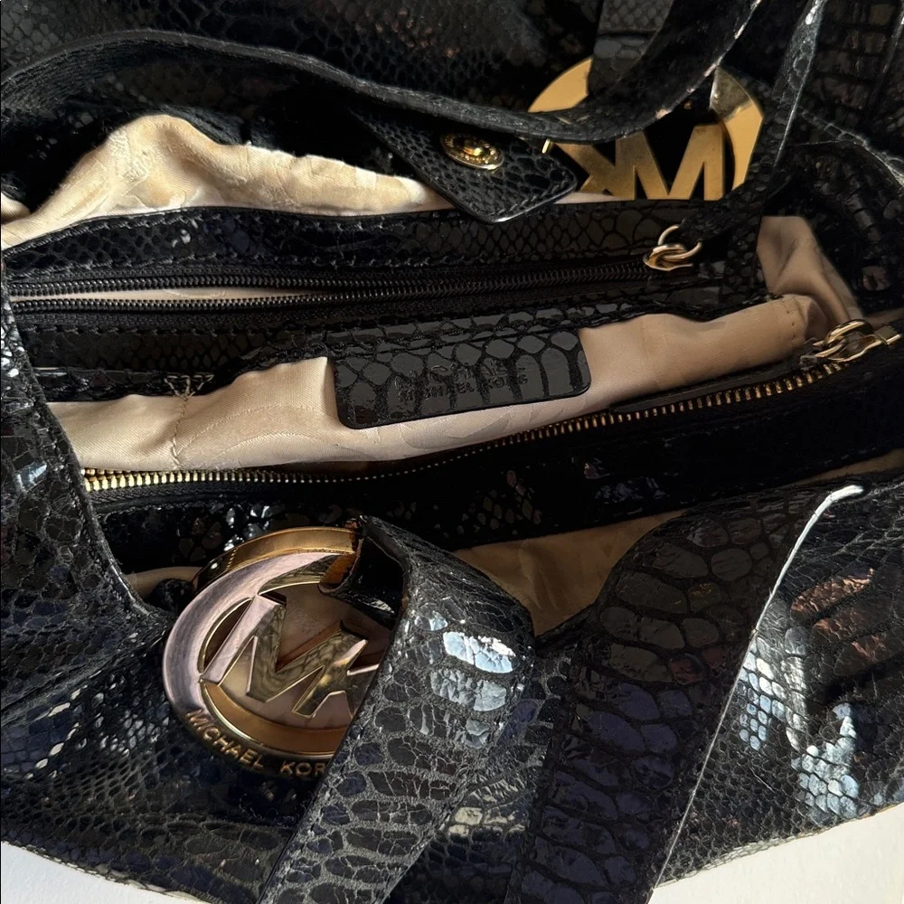 Michael Kors Black Python Handbag - Picture 3 of 11